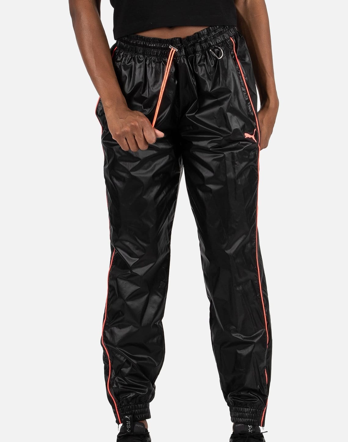 Shiny Puma Pants with Pink Piping